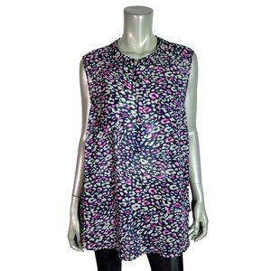 Torrid Top Plus Size 2X Leopard Print Crew‎ Neck Pockets Button Up Sheer Pink